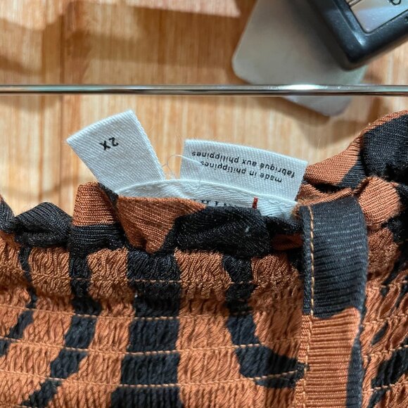 Anthropologie 2X Printed Balloon Leg One Piece Smocked Tube Top Jumpsuit - Picture 10 of 11